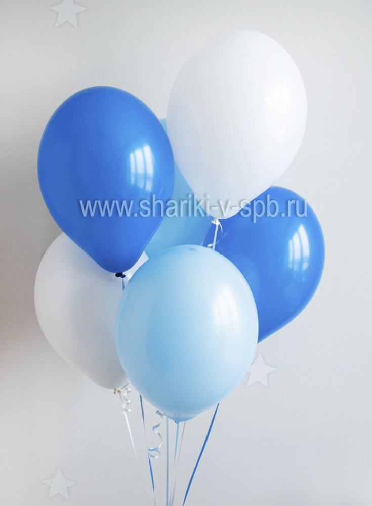 Белые, синие и голубые гелиевые шары